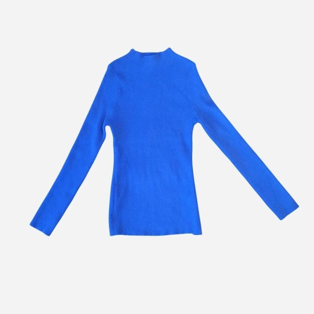 New Look Ribbed Mock Neck Chain-Back Top